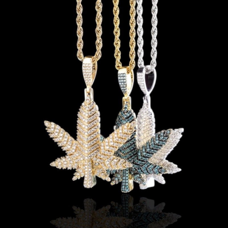 Premium Iced Out Cannabis Leaf Pendant