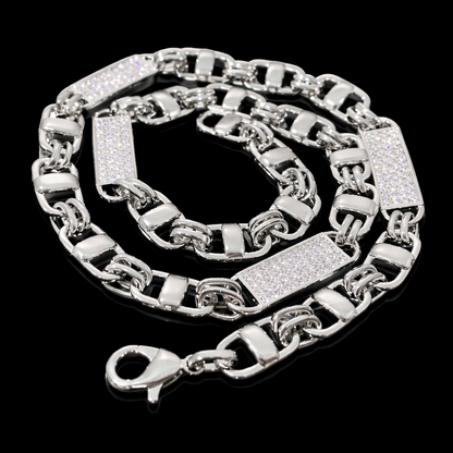 8mm diamanten zilveren magnum koningsketting