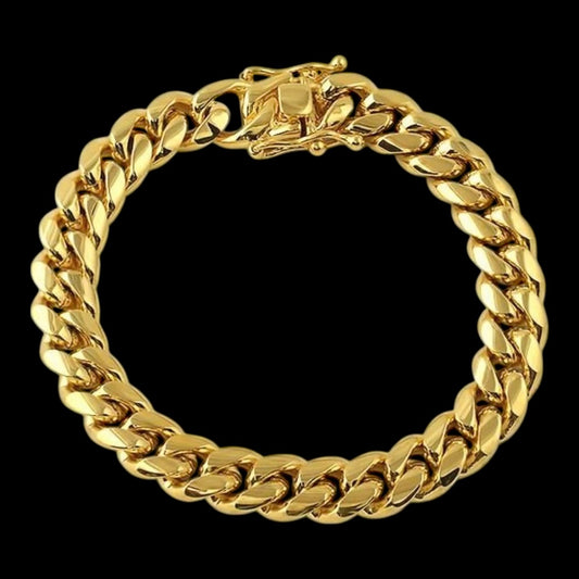 10mm Premium Gold Miami Cuban Chain Bracelet