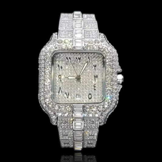 Iced Out Arabic King Square Watch