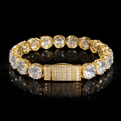 luxury gold prestige tennis bracelet iced out with diamonds 10mm