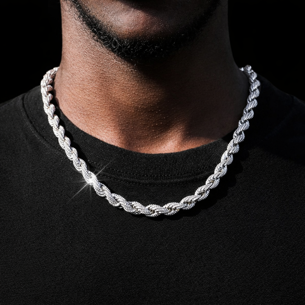 10mm diamond iced out dookie rope chain necklace