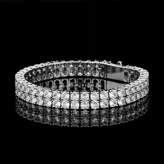 10mm White Gold Plated Double Row Tennis Bracelet