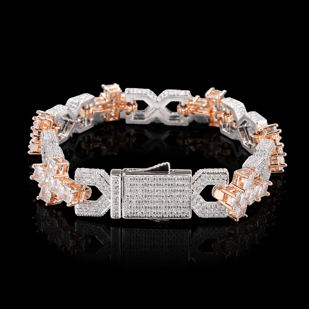 14mm Infinity X Cross Baguette Bracelet