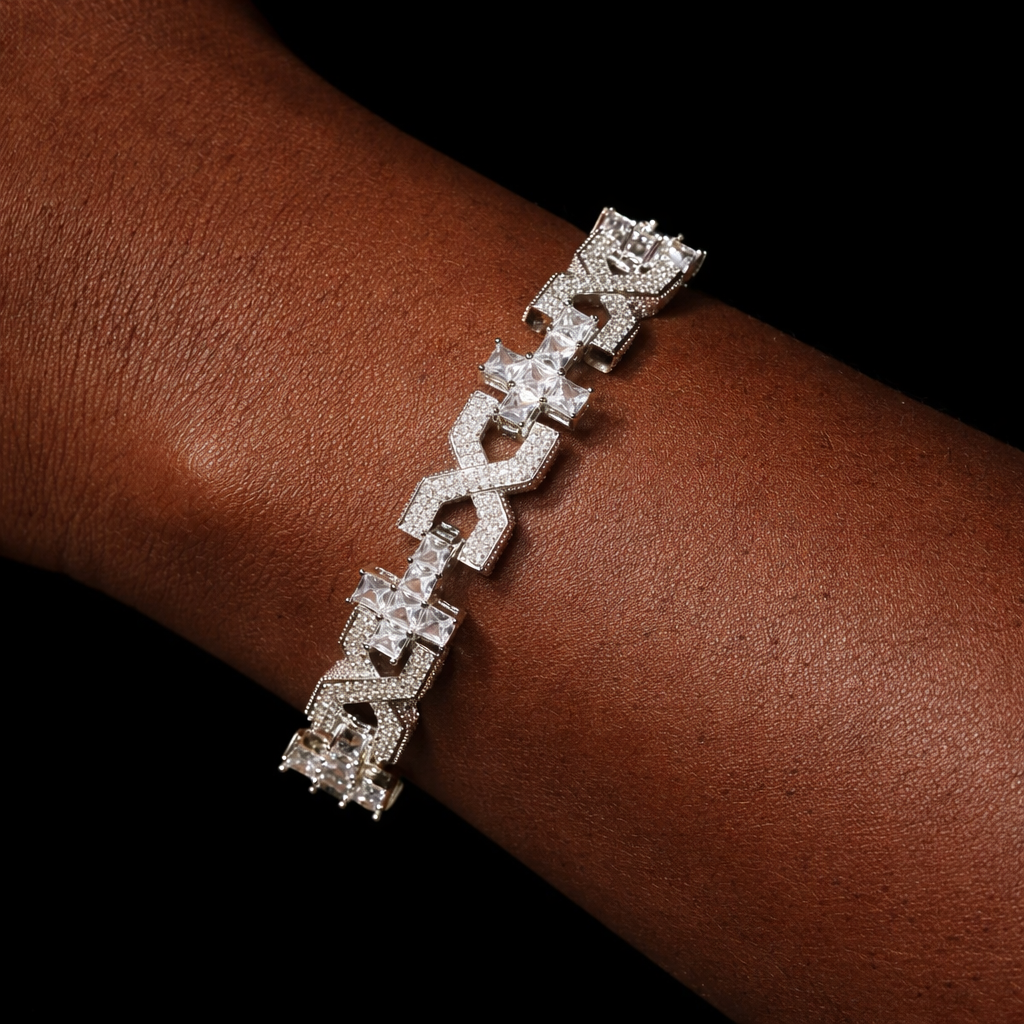 14mm Infinity X Cross Baguette Bracelet