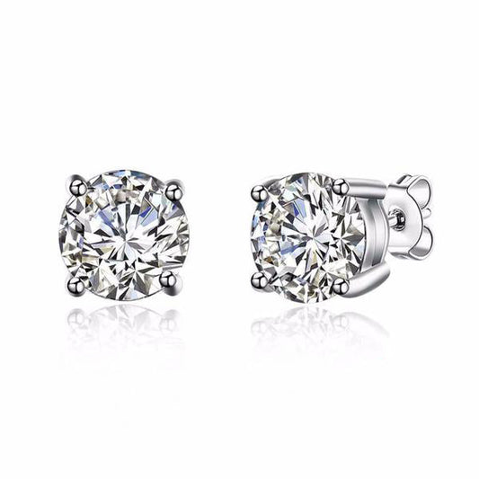 Silver Simulated Diamond Stud Earrings