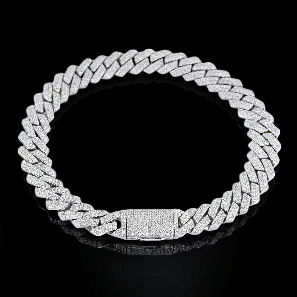 8mm Moissanite Diamond S-Link Cuban Bracelet
