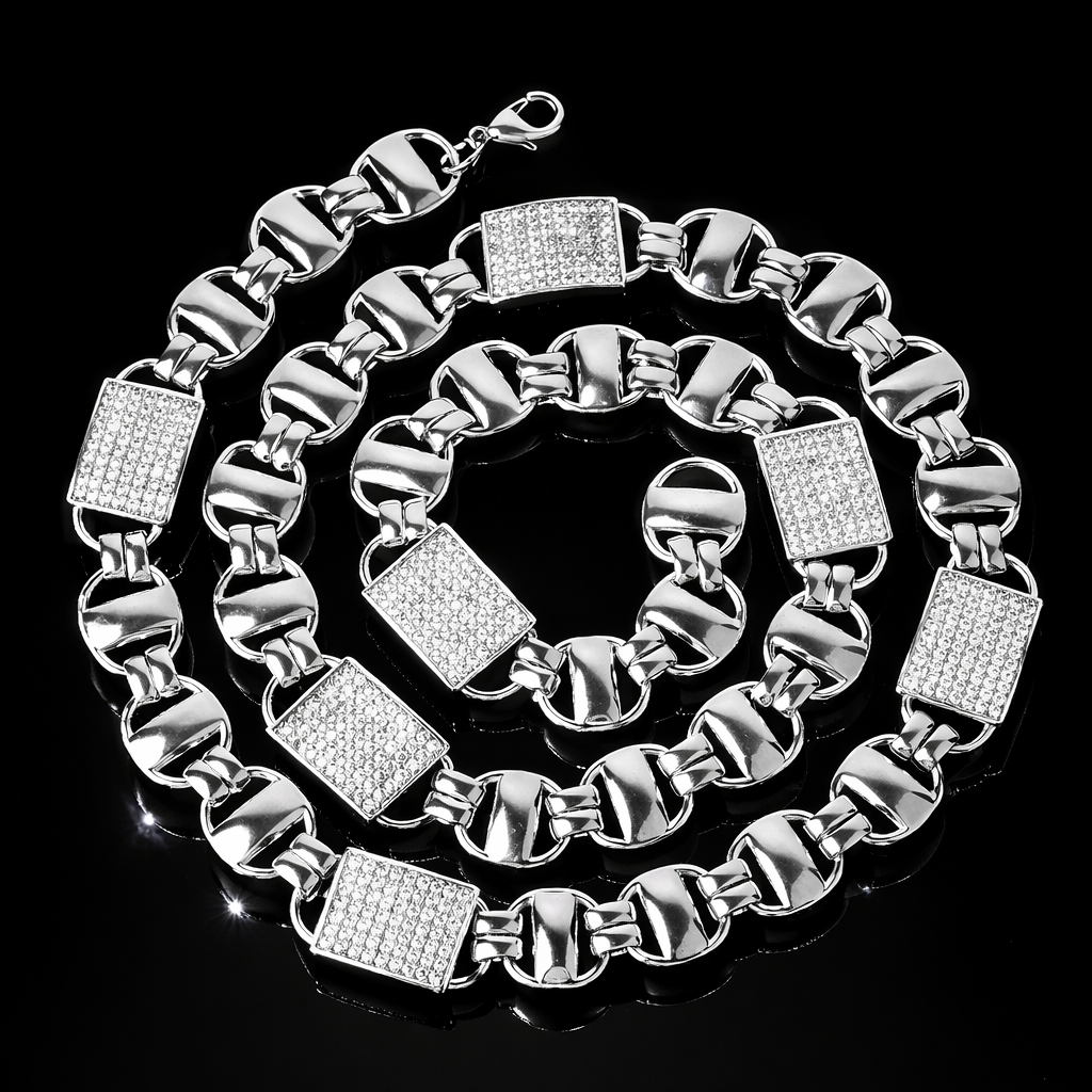 14mm diamanten witgouden magnum koningsketting