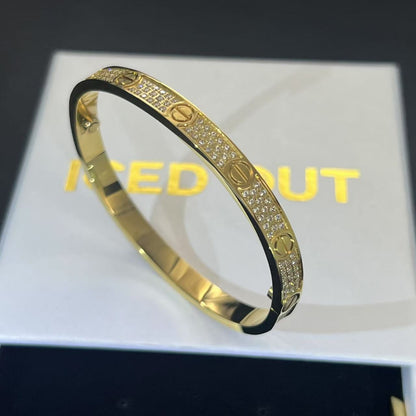 diamond iced out gold bangle bracelet luxury design