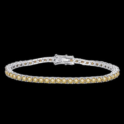 Bracelet Tennis Diamant Moissanite Champagne 3mm