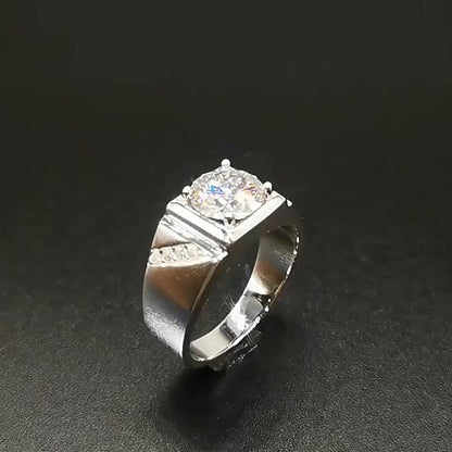 Bague carrée en argent et diamant Moissanite 1 ct