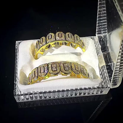 8/8 Premium ICED Baguette Grillz – Gold Plated