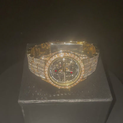 Gold Plated Baguette Diamanten Automatische Rollie Horloge