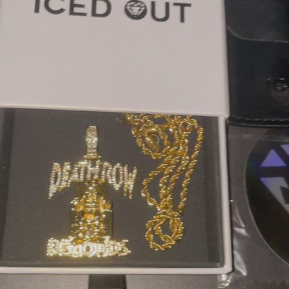 Pendentif Death Row plaqué or blanc