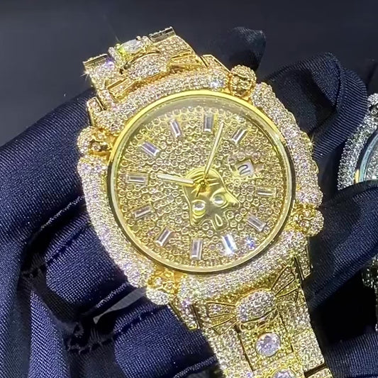 Pirate Skull 44mm  – Fully Iced Gold-Plated Watch