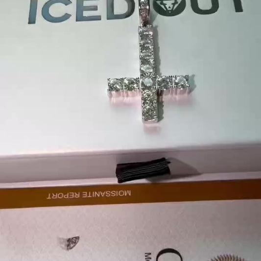Moissanite Diamond Inverted Cross Pendant