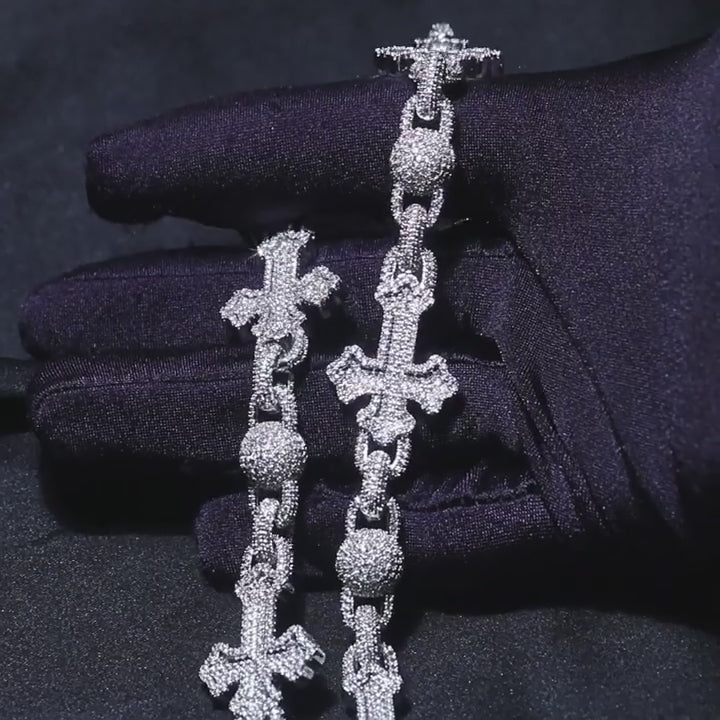 Diamond iced multi cross chain, luxury hip hop jewelry