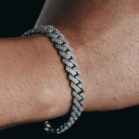 luxury 10mm white gold miami cuban s-link bracelet iced out with diamonds