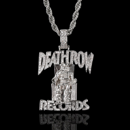 Pendentif Death Row plaqué or blanc